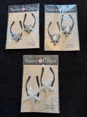 Kids Silver Starfish & Shell Flip Flop Charms